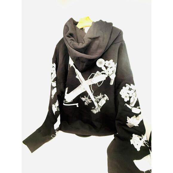 Off-White Black Graphic Hoodie Earbuds & Phone Print Size L – Rare Virgil Abloh - Picture 1 of 8